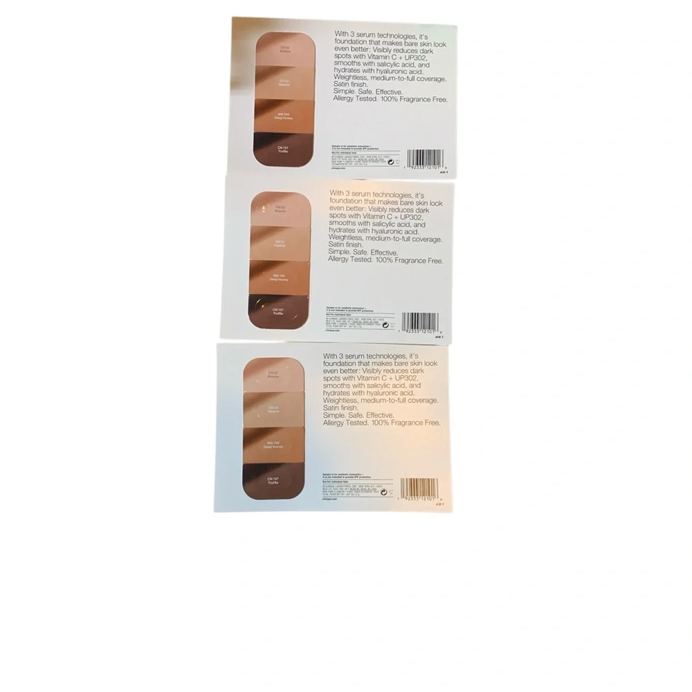 NEW Clinique Even Better Clinical Serum Foundation SPF 25 Sample Cards, Lot of 3